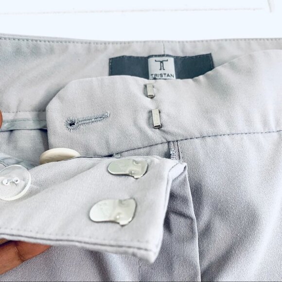 TRISTAN GREY TROUSERS  NEUTRAL STRAIGHT LEG PANTS WOMEN SIZE 2 - Picture 5 of 7